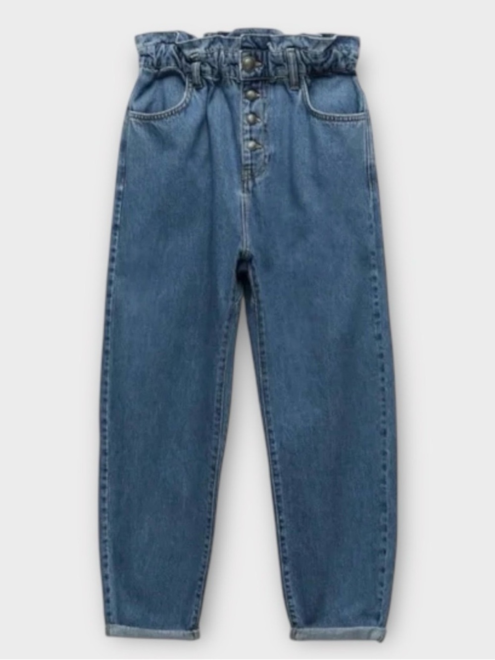 Zara Women’s Relaxed Paperbag Waist Blue Jeans
